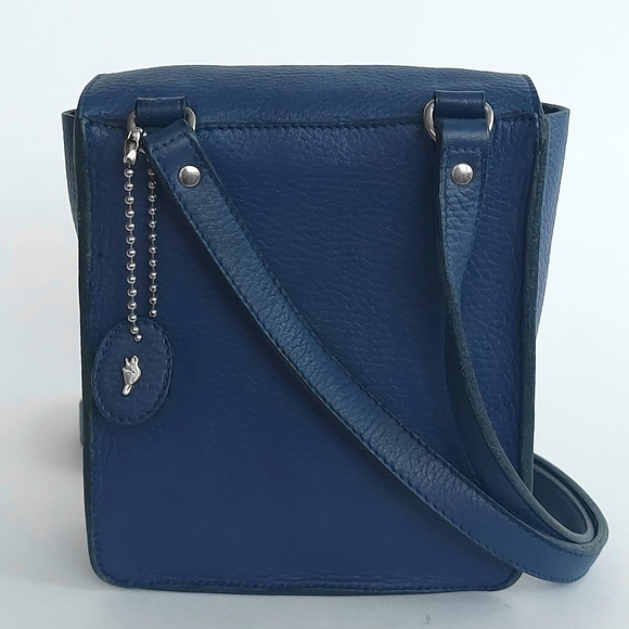 🦫🇨🇦Roots Vintage Rectangular Royal Blue Raw Leather Crossbody - Picture 3 of 12